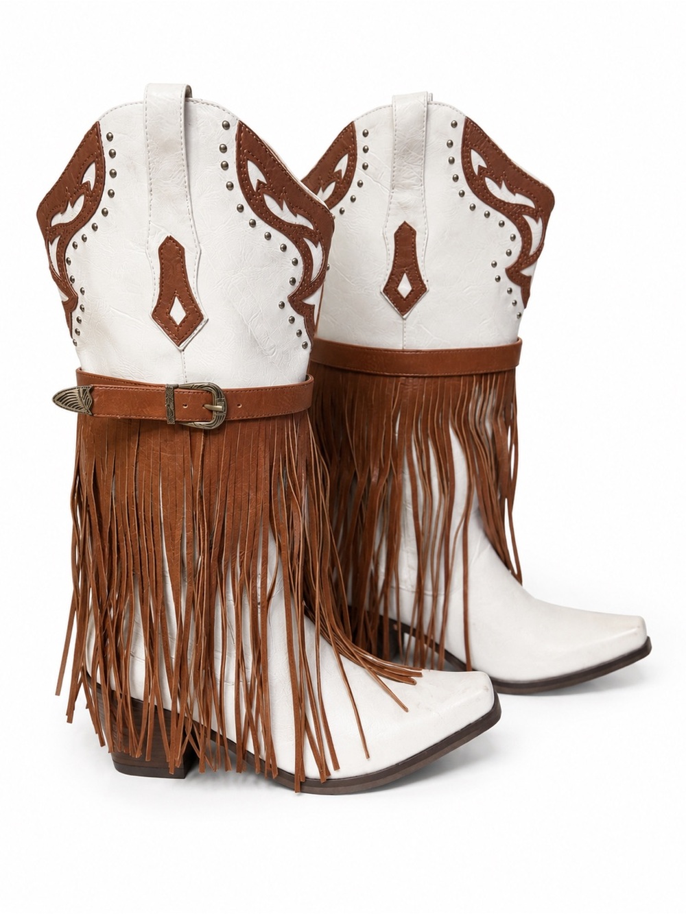 Fringe Western Cowgirl Faux Leather Festival Boots Sz 10 Coachella Stagecoach